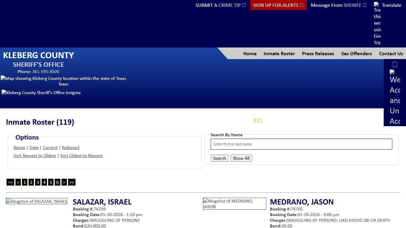Inmate Roster - Current Inmates Booking Date Descending - Kleberg County Sheriff